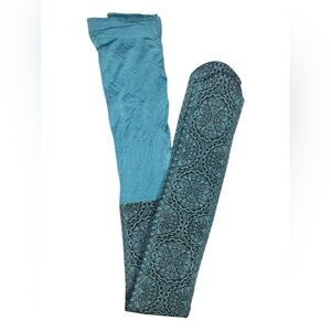 Teal & Black Colorblock Tights – Size M/L